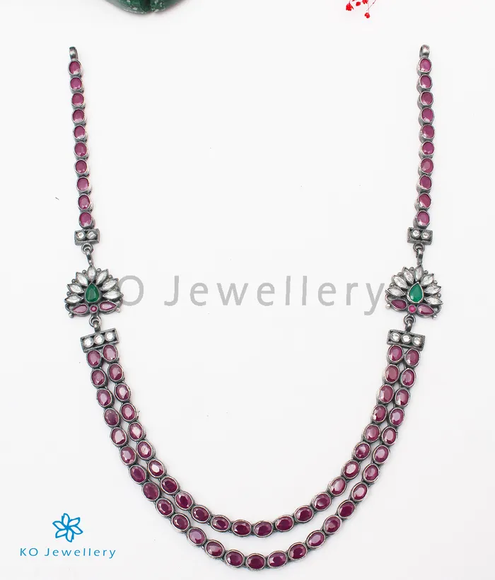 Necklaces Silversmith The Amogh Silver Kemp Necklace2 LayersOxidised