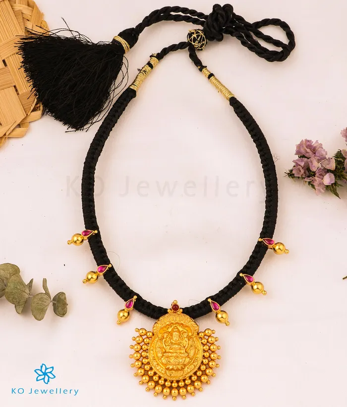 Necklaces Silversmith The Avahati Silver Lakshmi Ornate Thread Necklace Black Necklaces Silversmith The Avahati Silver Lakshmi Ornate Thread Necklace Black