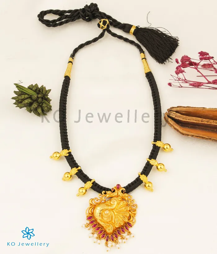 Necklaces Silversmith The Taanaya Silver Peacock Thread Necklace