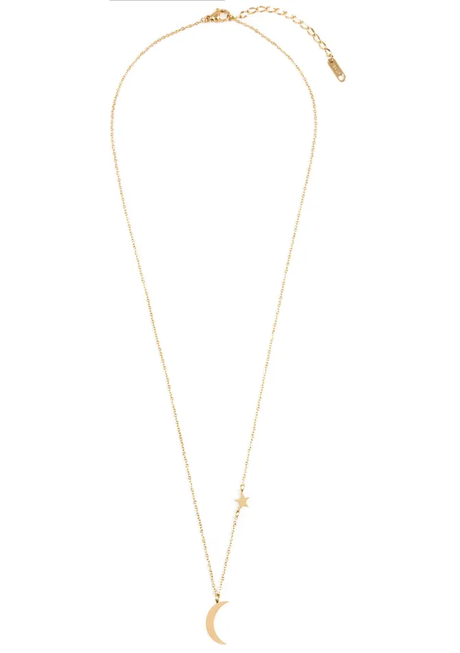 Necklaces Star and Moon Pendant Necklace Gold Hey Happiness Necklaces Star and Moon Pendant Necklace Gold Hey Happiness