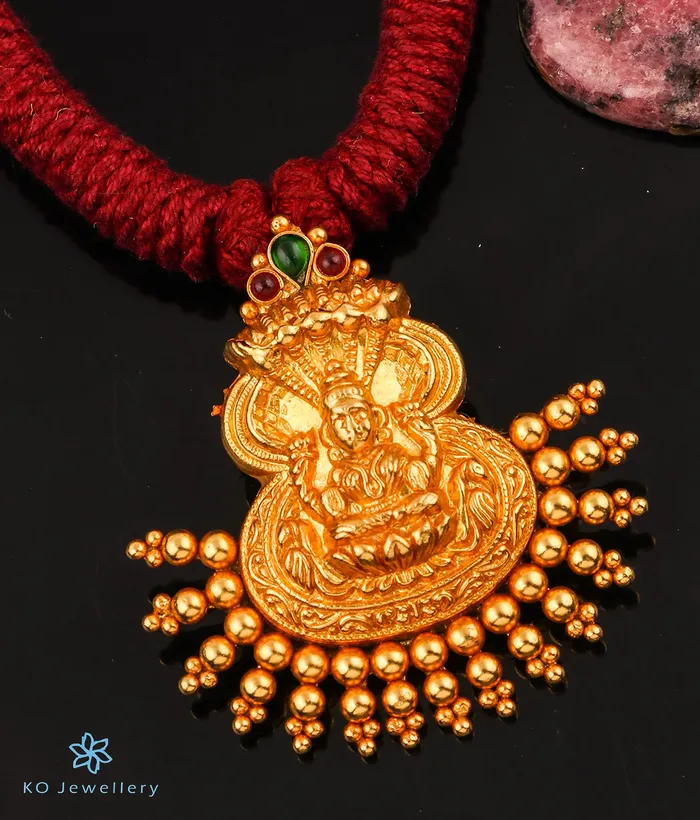 Necklaces The DhanLakshmi Silver Thread Necklace Red Silversmith