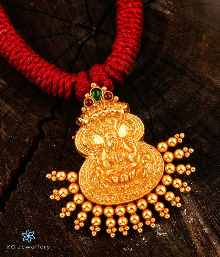 Necklaces The DhanLakshmi Silver Thread Necklace Red Silversmith