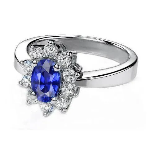 Oval Round Cut Ceylon Sapphire 210 Ct Natural Earth Mined Diamond Ring White Gold 14K GB Rings Oval Round Cut Ceylon Sapphire 210 Ct Natural Earth Mined Diamond Ring White Gold 14K GB Rings