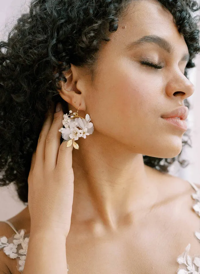 Petite Creamy floral bridal earrings Style 2102 twigs honey Earrings
