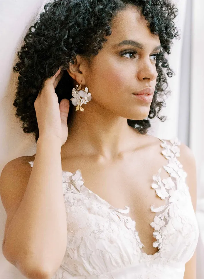 Petite Creamy floral bridal earrings Style 2102 twigs honey Earrings