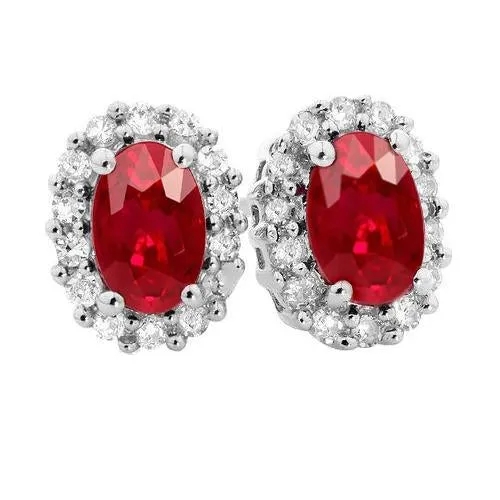 Prong Set Red Ruby And Natural Earth Mined Diamonds 610 Carats Pave Stud Earrings GB Earrings Prong Set Red Ruby And Natural Earth Mined Diamonds 610 Carats Pave Stud Earrings GB Earrings