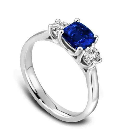 Rings 190 Ct Cushion And Round Cut Ceylon Blue Sapphire Natural Earth Mined Diamonds Ring Gold GB Rings 190 Ct Cushion And Round Cut Ceylon Blue Sapphire Natural Earth Mined Diamonds Ring Gold GB
