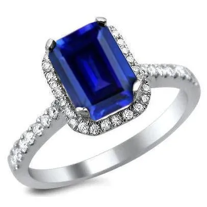Rings Ceylon Blue Sapphire With Natural Earth Mined Diamonds Ring 350 Ct White Gold 14K GB Rings Ceylon Blue Sapphire With Natural Earth Mined Diamonds Ring 350 Ct White Gold 14K GB