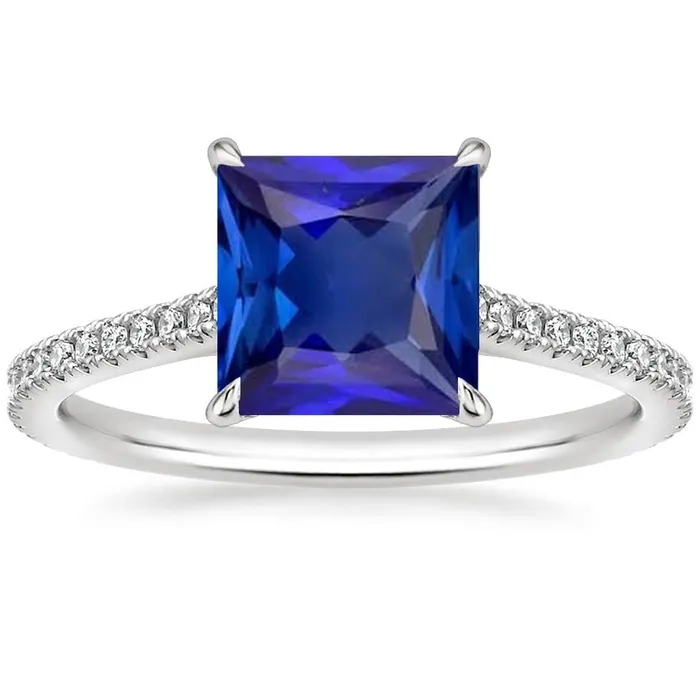 Rings Engagement Ring With Princess Blue Sapphire Natural Earth Mined Diamond Accents 6 Carats HarryChadEntcom Rings Engagement Ring With Princess Blue Sapphire Natural Earth Mined Diamond Accents 6 Carats HarryChadEntcom