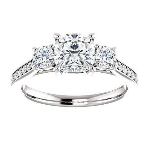 Rings GB 190 Ct 3 Stone Cushion Natural Earth Mined Diamond Engagement Ring Band White Gold Rings GB 190 Ct 3 Stone Cushion Natural Earth Mined Diamond Engagement Ring Band White Gold