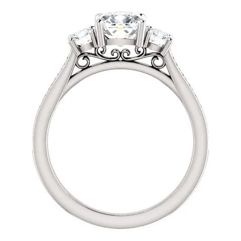 Rings GB 190 Ct 3 Stone Cushion Natural Earth Mined Diamond Engagement Ring Band White Gold