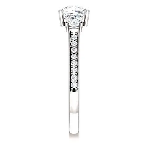 Rings GB 190 Ct 3 Stone Cushion Natural Earth Mined Diamond Engagement Ring Band White Gold