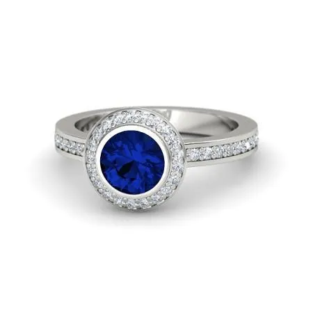 Rings GB 14K Bezel Ceylon Sapphire Natural Earth Mined Diamond Engagement Ring 342 Carats Rings GB 14K Bezel Ceylon Sapphire Natural Earth Mined Diamond Engagement Ring 342 Carats