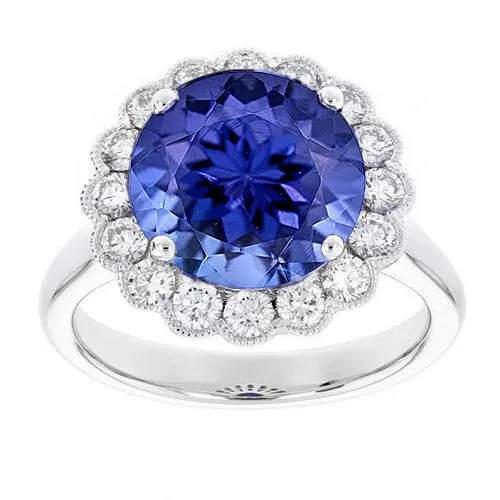 Rings GB 500 Carats Prong Set Tanzanite With Natural Earth Mined Diamonds Wedding Ring White Rings GB 500 Carats Prong Set Tanzanite With Natural Earth Mined Diamonds Wedding Ring White