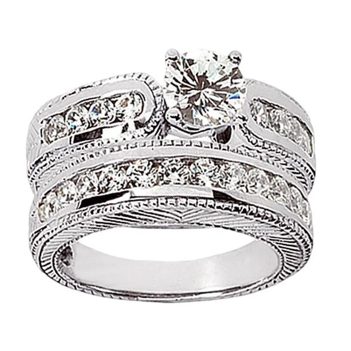 Rings GB Beautiful 2 Carat Real Natural Earth Mined Diamonds Engagement Ring Set White Gold Rings GB Beautiful 2 Carat Real Natural Earth Mined Diamonds Engagement Ring Set White Gold