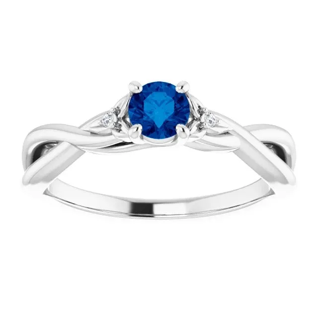 Rings GB Blue Sapphire 150 Carats Ring Twisted Shank White Gold 14K Rings GB Blue Sapphire 150 Carats Ring Twisted Shank White Gold 14K