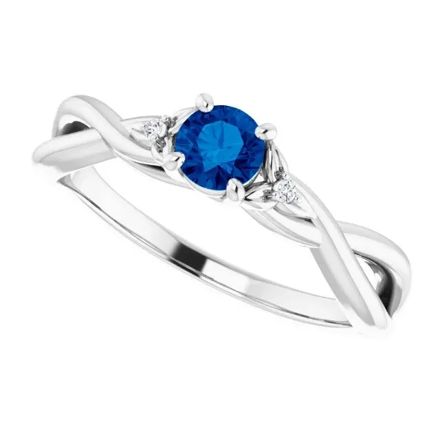Rings GB Blue Sapphire 150 Carats Ring Twisted Shank White Gold 14K Rings GB Blue Sapphire 150 Carats Ring Twisted Shank White Gold 14K