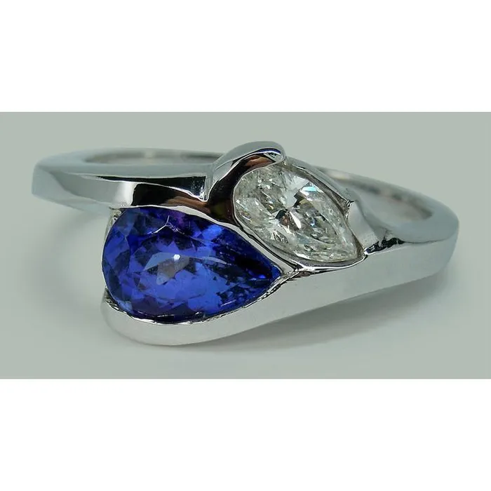 Rings GB Pear Shape Infinity Tanzanite And Natural Earth Mined Diamond Ring 225 Ct Gold 14K Rings GB Pear Shape Infinity Tanzanite And Natural Earth Mined Diamond Ring 225 Ct Gold 14K
