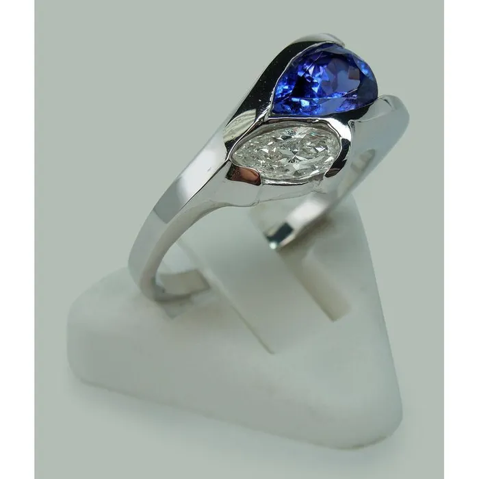 Rings GB Pear Shape Infinity Tanzanite And Natural Earth Mined Diamond Ring 225 Ct Gold 14K Rings GB Pear Shape Infinity Tanzanite And Natural Earth Mined Diamond Ring 225 Ct Gold 14K