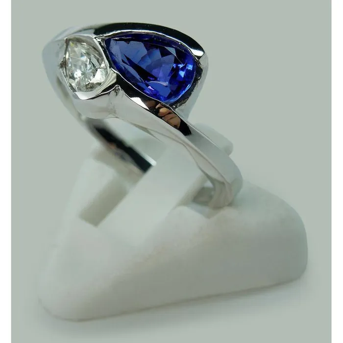 Rings GB Pear Shape Infinity Tanzanite And Natural Earth Mined Diamond Ring 225 Ct Gold 14K Rings GB Pear Shape Infinity Tanzanite And Natural Earth Mined Diamond Ring 225 Ct Gold 14K
