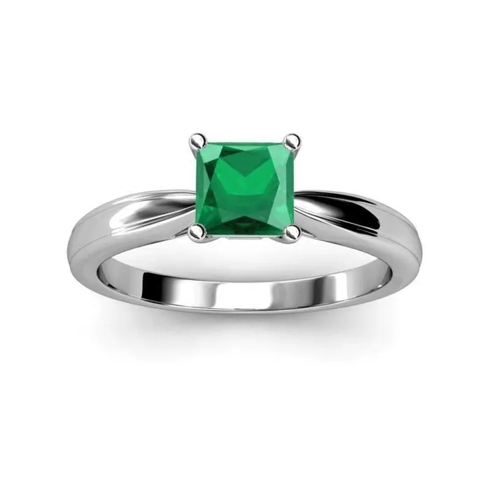 Rings GB Solitaire Princess Cut Green Emerald 250 Carats Wedding Ring Gold White Rings GB Solitaire Princess Cut Green Emerald 250 Carats Wedding Ring Gold White