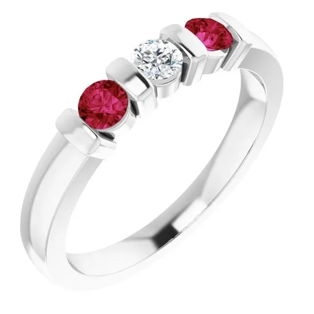 Rings GB Three Stone Natural Earth Mined Diamond Ruby Ring 090 Carats White Gold 14K Rings GB Three Stone Natural Earth Mined Diamond Ruby Ring 090 Carats White Gold 14K