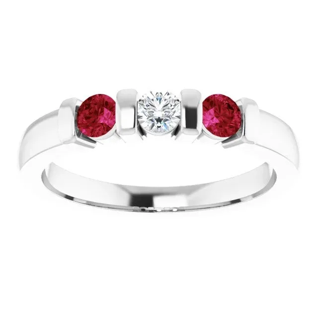 Rings GB Three Stone Natural Earth Mined Diamond Ruby Ring 090 Carats White Gold 14K Rings GB Three Stone Natural Earth Mined Diamond Ruby Ring 090 Carats White Gold 14K