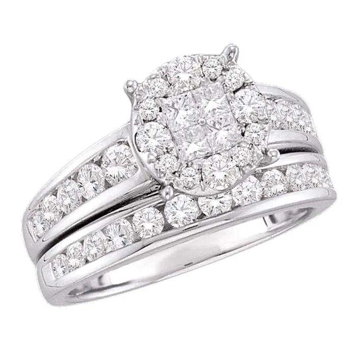 Rings GND 14kt White Gold Princess Diamond Bridal Wedding Ring Band Set 138 Cttw GND