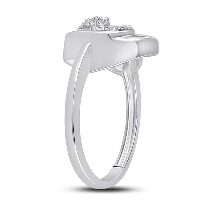 Rings GND GND Sterling Silver Womens Round Diamond Heart Ring 120 Cttw Size 7 Rings GND GND Sterling Silver Womens Round Diamond Heart Ring 120 Cttw Size 7