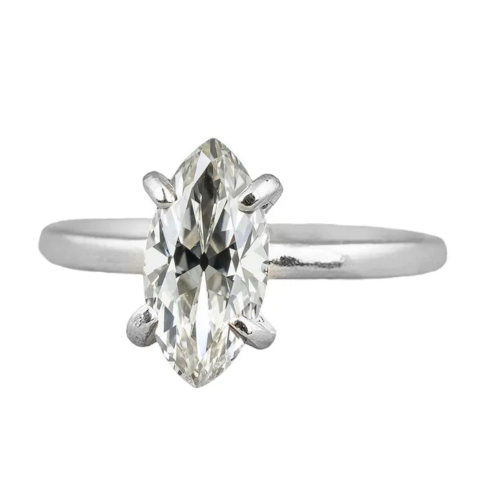 Rings HarryChadEntcom 350 Carats Marquise Old European Mined Diamond Solitaire Ring White Gold Rings HarryChadEntcom 350 Carats Marquise Old European Mined Diamond Solitaire Ring White Gold