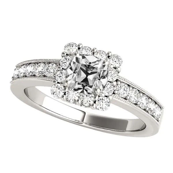 Rings HarryChadEntcom Cushion Old Cut Natural Earth Mined Diamond Halo Ring With Accents 475 Carats Milgrain Rings HarryChadEntcom Cushion Old Cut Natural Earth Mined Diamond Halo Ring With Accents 475 Carats Milgrain