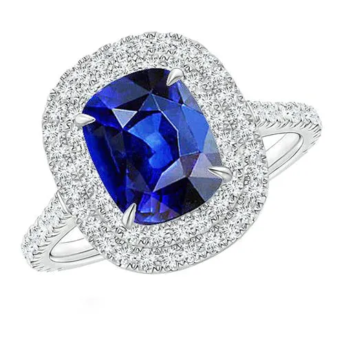 Rings HarryChadEntcom Genuine Ceylon Sapphire Halo Ring