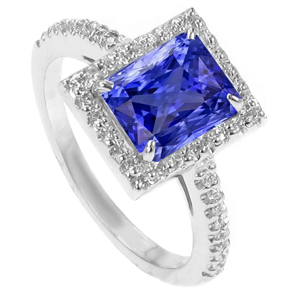 Rings HarryChadEntcom Natural Earth Mined Diamond Halo Radiant Sri Lankan Sapphire Ring 450 Carats White Gold Rings HarryChadEntcom Natural Earth Mined Diamond Halo Radiant Sri Lankan Sapphire Ring 450 Carats White Gold