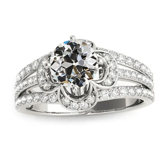 Rings HarryChadEntcom Old Cut Natural Earth Mined Diamond Ring Flower Style Triple Row Accents Gold 550 Carats Rings HarryChadEntcom Old Cut Natural Earth Mined Diamond Ring Flower Style Triple Row Accents Gold 550 Carats