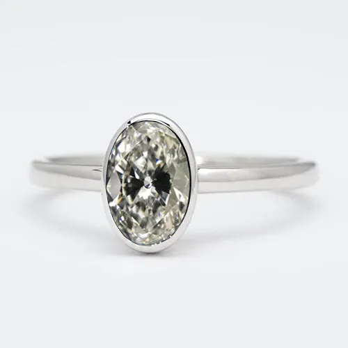 Rings HarryChadEntcom Solitaire Ring Oval Old Mine Cut Natural Earth Mined Diamond Bezel Set 14K Gold 3 Carats