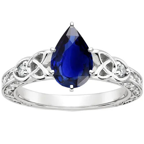 Rings HarryChadEntcom Vintage Style Gold Ring Filigree Shank Pear Blue Sapphire 525 Carats Rings HarryChadEntcom Vintage Style Gold Ring Filigree Shank Pear Blue Sapphire 525 Carats