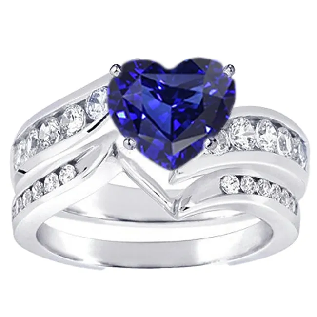 Rings Heart Cut Sapphire Wedding Ring Set Channel Set Natural Earth Mined Diamonds 350 Carats HarryChadEntcom Rings Heart Cut Sapphire Wedding Ring Set Channel Set Natural Earth Mined Diamonds 350 Carats HarryChadEntcom