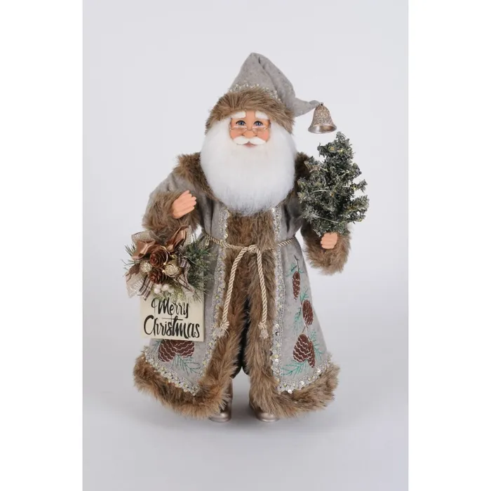 Rings Karen Didion Lighted Silver Pine Santa Figurine Polyresin Karen Didion
