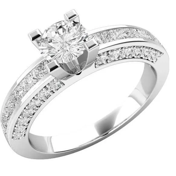 Rings Round And Princess Cut 5 Ct Real Natural Earth Mined Diamond Solitaire Ring With Accents GB Rings Round And Princess Cut 5 Ct Real Natural Earth Mined Diamond Solitaire Ring With Accents GB