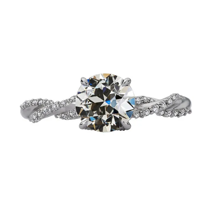 Rings Round Old Mine Cut Genuine Natural Earth Mined Diamond Ring Pave Set Twisted Shank 350 Carats HarryChadEntcom Rings Round Old Mine Cut Genuine Natural Earth Mined Diamond Ring Pave Set Twisted Shank 350 Carats HarryChadEntcom