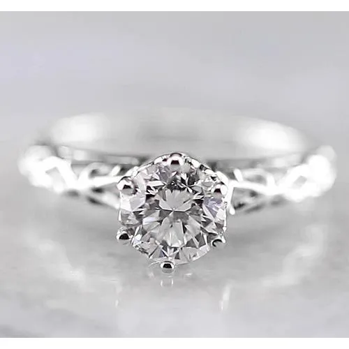 Rings Solitaire Round Genuine Natural Earth Mined Diamond Engagement Ring 1 Carat White Gold 14K GB Rings Solitaire Round Genuine Natural Earth Mined Diamond Engagement Ring 1 Carat White Gold 14K GB