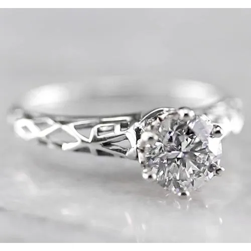 Rings Solitaire Round Genuine Natural Earth Mined Diamond Engagement Ring 1 Carat White Gold 14K GB Rings Solitaire Round Genuine Natural Earth Mined Diamond Engagement Ring 1 Carat White Gold 14K GB