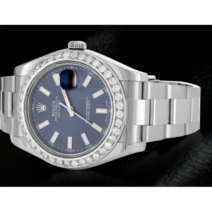 Rolex Date Just Ii 41 Mm Blue Dial Mens Watch Ss Bracelet GB Bracelets