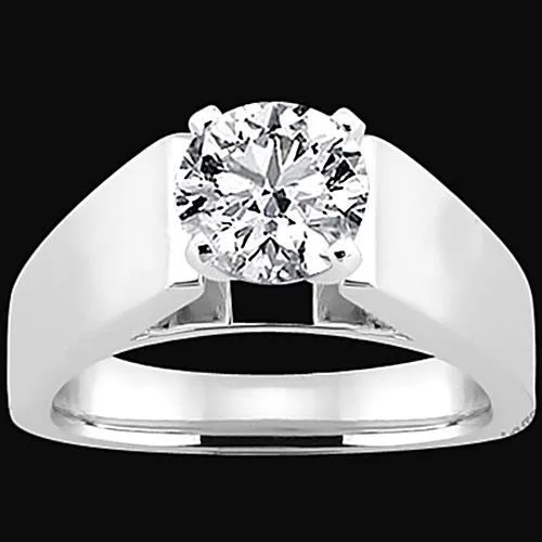 Round Brilliant Euro Shank Natural Earth Mined Diamond Solitaire Ring White Gold GB Rings Round Brilliant Euro Shank Natural Earth Mined Diamond Solitaire Ring White Gold GB Rings