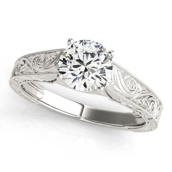 Round Natural Earth Mined Diamond Engagement Ring 14K White Gold 150 Carats GB Rings Round Natural Earth Mined Diamond Engagement Ring 14K White Gold 150 Carats GB Rings