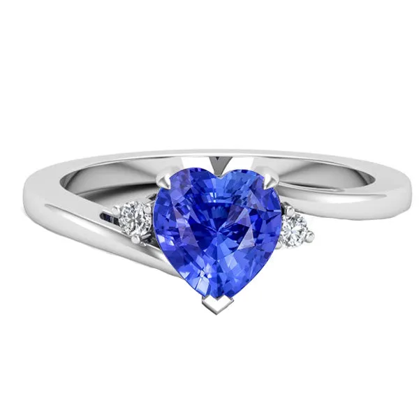 Round Natural Earth Mined Diamond Ring 3 Stone Heart Ceylon Sapphire Jewelry 225 Carats HarryChadEntcom Rings