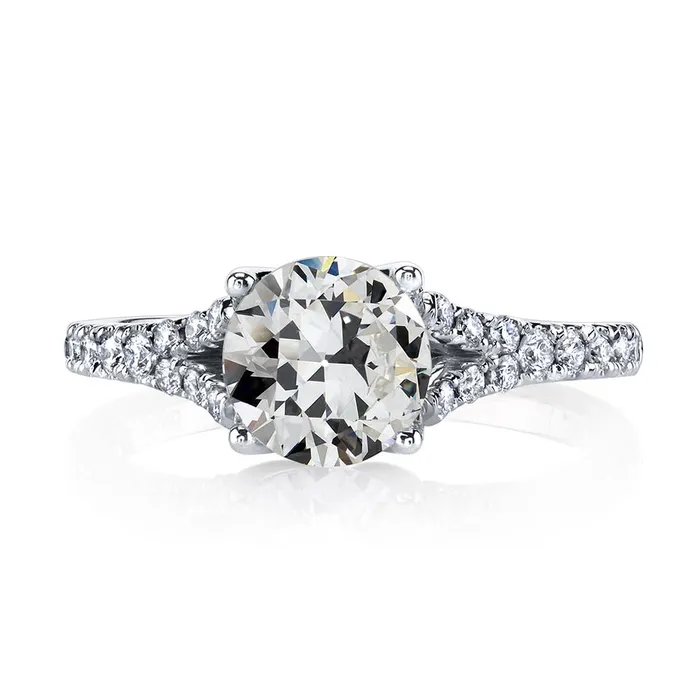 Round Old Miner Natural Earth Mined Diamond Wedding Ring Split Shank 5 Carats 14K Gold GB Rings