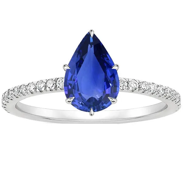 Sapphire Engagement Ring Blue Pear Cut With Natural Earth Mined Diamond Accents 5 Carats HarryChadEntcom Rings