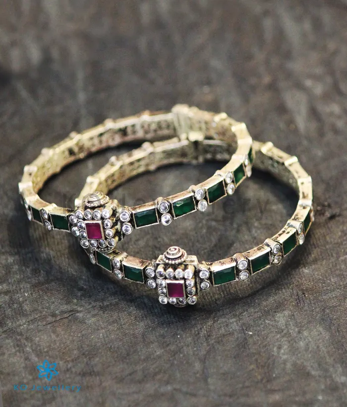 Silversmith Bracelets The Sattva Silver Bracelet GreenOxidisedSize 22242628