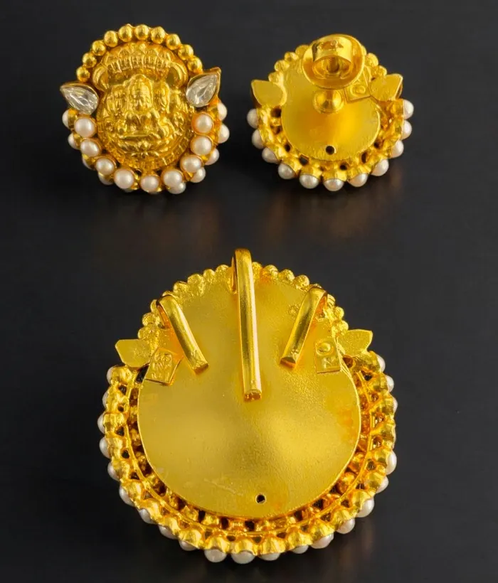 Silversmith Earrings The Abhata Silver Lakshmi Pearl Thread Necklace Earrings